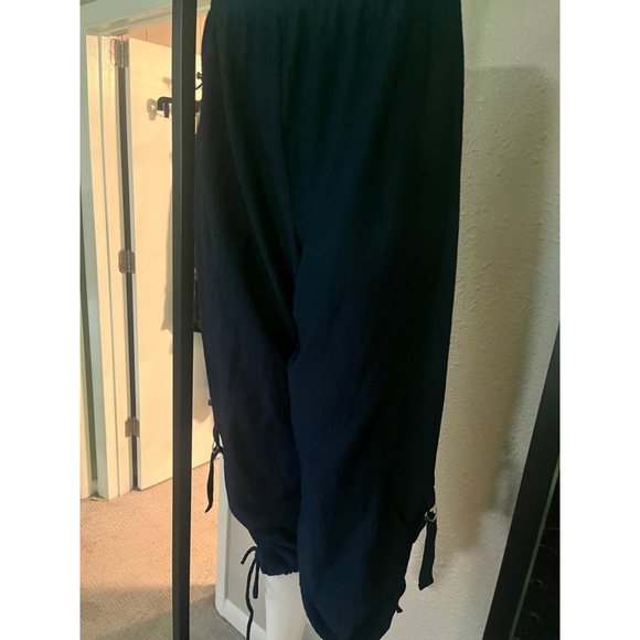 NWT women’s navy capri pants drawstring ankle baggy pants by Moses Crystal - Picture 9 of 13